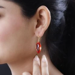 AAA Padparadscha Quarz Triplette Ohrringe, 925 Silber Vergoldet Ca. 27.37 Ct -Schmuck Shoplc 7572515 2