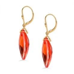 AAA Padparadscha Quarz Triplette Ohrringe, 925 Silber Vergoldet Ca. 27.37 Ct -Schmuck Shoplc 7572515 4