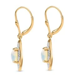 Natürlicher, äthiopischer Welo Opal, Weißer Zirkon Ohrringe, 925 Silber Vergoldet Ca. 2.06 Ct -Schmuck Shoplc 7572897 3
