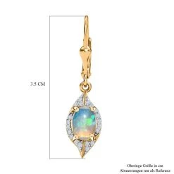 Natürlicher, äthiopischer Welo Opal, Weißer Zirkon Ohrringe, 925 Silber Vergoldet Ca. 2.06 Ct -Schmuck Shoplc 7572897 5
