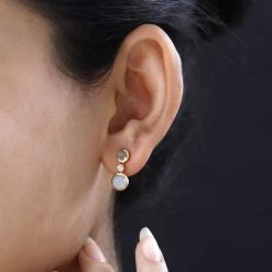 Natürlicher, äthiopischer Welo Opal Ohrringe 925 Silber Gelbgold Vermeil Ca. 1.70 Ct -Schmuck Shoplc 7572905 2