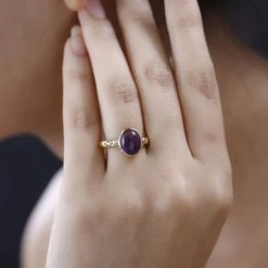 Afrikanischer Amethyst, Weißer Zirkon Ring, 925 Silber Vergoldet (Größe 18.00) Ca. 3.04 Ct -Schmuck Shoplc 7573624 2