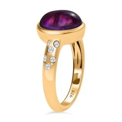 Afrikanischer Amethyst, Weißer Zirkon Ring, 925 Silber Vergoldet (Größe 18.00) Ca. 3.04 Ct -Schmuck Shoplc 7573624 4