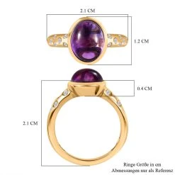 Afrikanischer Amethyst, Weißer Zirkon Ring, 925 Silber Vergoldet (Größe 18.00) Ca. 3.04 Ct -Schmuck Shoplc 7573624 6