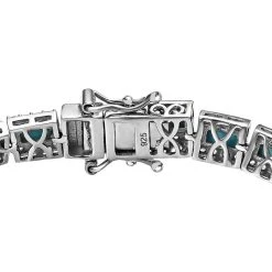 AA Amerikanisches Natürliches Sleeping Beauty Türkis, Weißer Zirkon Armband, Ca. 20 Cm 925 Silber Platiniert Ca. 11.36 Ct -Schmuck Shoplc 7574848 3