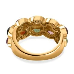 Natürlicher Mehrfarbiger Turmalin, Weißer Zirkon Ring, 925 Silber Vergoldet (Größe 19.00) Ca. 2.84 Ct -Schmuck Shoplc 7575395 5