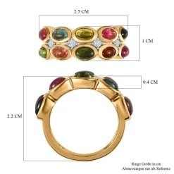 Natürlicher Mehrfarbiger Turmalin, Weißer Zirkon Ring, 925 Silber Vergoldet (Größe 19.00) Ca. 2.84 Ct -Schmuck Shoplc 7575395 6