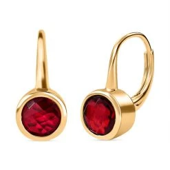 Magenta Rosa Quarz Triplette Ohrringe, 925 Silber Vergoldet Ca. 2.86 Ct