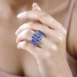 Tansanit Ring, 925 Silber Platiniert (Größe 19.00) Ca. 6.09 Ct -Schmuck Shoplc 7575603 2