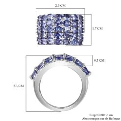 Tansanit Ring, 925 Silber Platiniert (Größe 19.00) Ca. 6.09 Ct -Schmuck Shoplc 7575603 6