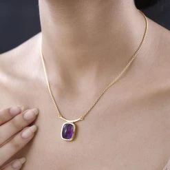 Afrikanischer Amethyst Halskette Ca. 45 Cm 925 Silber Vergoldet Ca. 11.72 Ct -Schmuck Shoplc 7577526 2