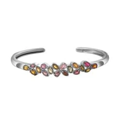 Schmuck Shoplc 33 Natürlicher Mehrfarbiger Turmalin-Armreif, Ca. 19 Cm, Ca. 2.84 Ct