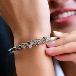 Natürlicher Mehrfarbiger Turmalin-Armreif, Ca. 19 Cm, Ca. 2.84 Ct -Schmuck Shoplc 7578110 2