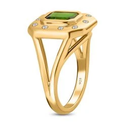 Natürlicher Chromdiopsid, Weißer Zirkon Ringe 925 Silber Vergoldet (Größe 17.00) Ca. 1.61 Ct -Schmuck Shoplc 7581274 4