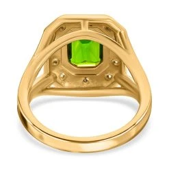 Natürlicher Chromdiopsid, Weißer Zirkon Ringe 925 Silber Vergoldet (Größe 17.00) Ca. 1.61 Ct -Schmuck Shoplc 7581274 5