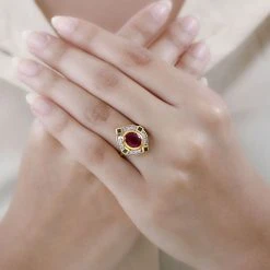 1A Afrikanischer Rubin (Fissure Gefüllt), Natürlicher Chromdiopsid Ringe 925 Silber Vergoldet (Größe 19.00) Ca. 3.11 Ct -Schmuck Shoplc 7585938 2