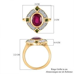 1A Afrikanischer Rubin (Fissure Gefüllt), Natürlicher Chromdiopsid Ringe 925 Silber Vergoldet (Größe 19.00) Ca. 3.11 Ct -Schmuck Shoplc 7585938 6