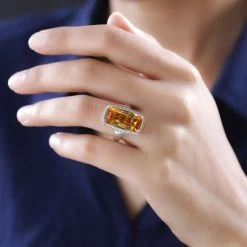 Citrin, Weißer Zirkon Ringe 925 Silber Platiniert (Größe 21.00) Ca. 12.92 Ct 11 Citrin, Weißer Zirkon Ringe 925 Silber Platiniert (Größe 21.00) Ca. 12.92 Ct -Schmuck Shoplc 7591325 2