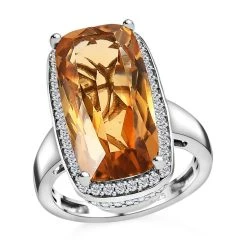 Citrin, Weißer Zirkon Ringe 925 Silber Platiniert (Größe 21.00) Ca. 12.92 Ct 12 Citrin, Weißer Zirkon Ringe 925 Silber Platiniert (Größe 21.00) Ca. 12.92 Ct -Schmuck Shoplc 7591325 3