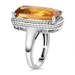 Citrin, Weißer Zirkon Ringe 925 Silber Platiniert (Größe 21.00) Ca. 12.92 Ct 13 Citrin, Weißer Zirkon Ringe 925 Silber Platiniert (Größe 21.00) Ca. 12.92 Ct -Schmuck Shoplc 7591325 4