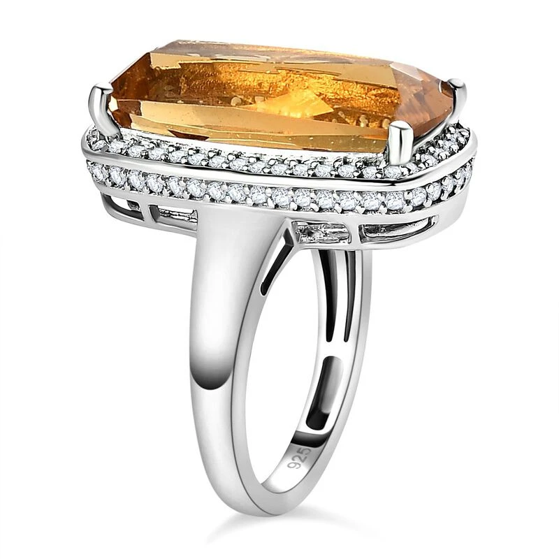 Citrin, Weißer Zirkon Ringe 925 Silber Platiniert (Größe 21.00) Ca. 12.92 Ct 7 Citrin, Weißer Zirkon Ringe 925 Silber Platiniert (Größe 21.00) Ca. 12.92 Ct – Bild 5