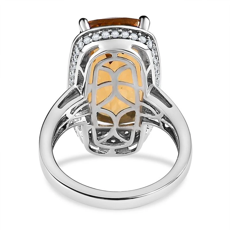 Citrin, Weißer Zirkon Ringe 925 Silber Platiniert (Größe 21.00) Ca. 12.92 Ct 8 Citrin, Weißer Zirkon Ringe 925 Silber Platiniert (Größe 21.00) Ca. 12.92 Ct – Bild 6