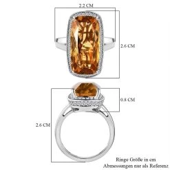 Citrin, Weißer Zirkon Ringe 925 Silber Platiniert (Größe 21.00) Ca. 12.92 Ct 15 Citrin, Weißer Zirkon Ringe 925 Silber Platiniert (Größe 21.00) Ca. 12.92 Ct -Schmuck Shoplc 7591325 6