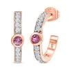 Lila Spinell, Weißer Zirkon Ohrringe, 925 Silber Rosévergoldet Ca. 1.15 Ct -Schmuck Shoplc 7592724