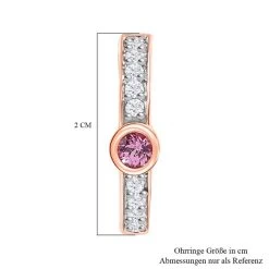 Lila Spinell, Weißer Zirkon Ohrringe, 925 Silber Rosévergoldet Ca. 1.15 Ct -Schmuck Shoplc 7592724 4
