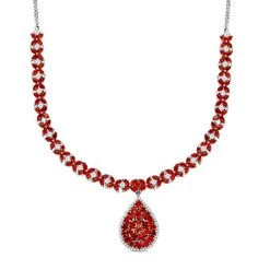 Weißer Zirkon, Purpurroter Feuer Opal Halskette, Ca. 45 Cm 925 Silber Platiniert Ca. 13.35 Ct