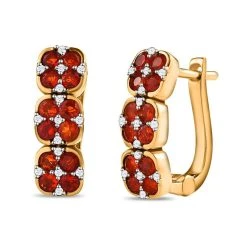 Purpurroter Feuer-Opal, Weißer Zirkon Ohrringe, 925 Silber Vergoldet Ca. 0.82 Ct