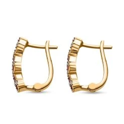 Purpurroter Feuer-Opal, Weißer Zirkon Ohrringe, 925 Silber Vergoldet Ca. 0.82 Ct -Schmuck Shoplc 7595422 4