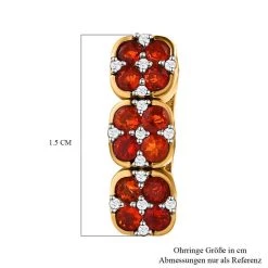 Purpurroter Feuer-Opal, Weißer Zirkon Ohrringe, 925 Silber Vergoldet Ca. 0.82 Ct -Schmuck Shoplc 7595422 5