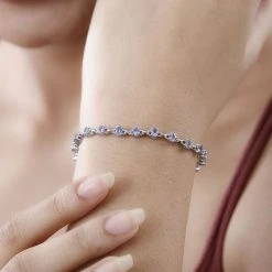 Tansanit Armband Ca. 20 Cm 925 Silber Platiniert Ca. 4,27 Ct. -Schmuck Shoplc 7596010 2
