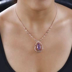 Rose De France Amethyst, Mehrfach-Turmalin Halskette Ca. 45 Cm 925 Silber Rosévergoldet Ca. 10.77 Ct -Schmuck Shoplc 7596042 2