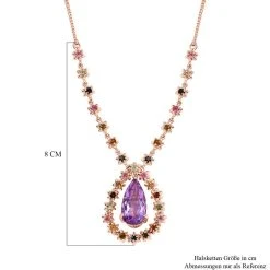 Rose De France Amethyst, Mehrfach-Turmalin Halskette Ca. 45 Cm 925 Silber Rosévergoldet Ca. 10.77 Ct -Schmuck Shoplc 7596042 5