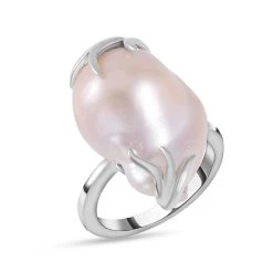 Weiße Barockperle Ring, 925 Silber Rhodiniert (Größe 16.00) -Schmuck Shoplc 7598666 3