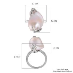 Weiße Barockperle Ring, 925 Silber Rhodiniert (Größe 16.00) -Schmuck Shoplc 7598666 6