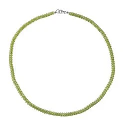 Natürliche Peridot-Halskette, Ca. 50 Cm, 925 Silber Rhodiniert, Ca. 90.00 Ct