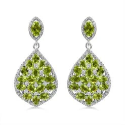 Natürliche Peridot Ohrringe, 925 Silber Rhodiniert Ca. 7.51 Ct