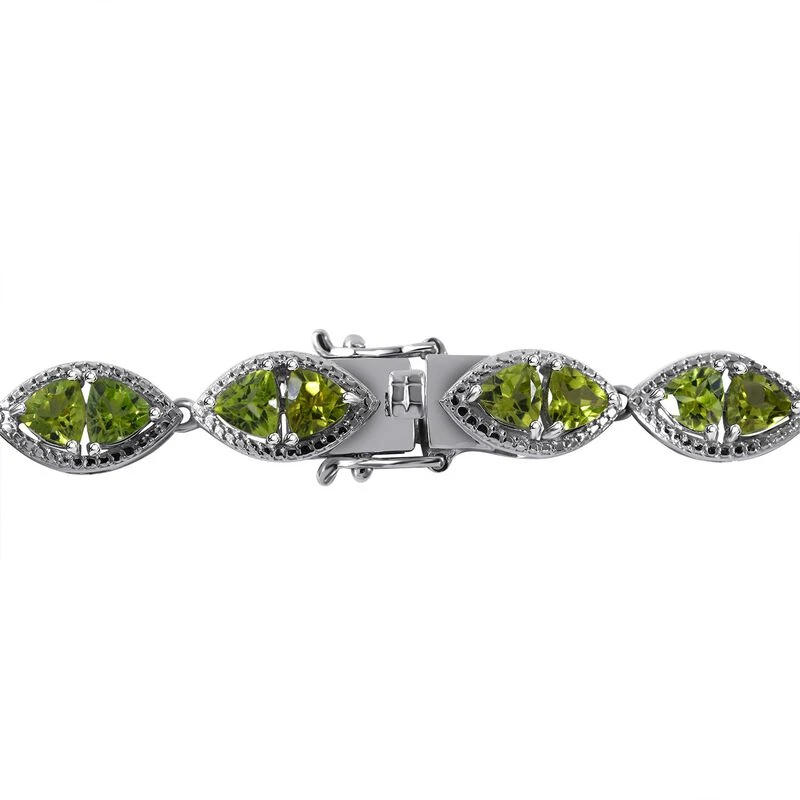 Peridot Armband Ca. 19 Cm 925 Silber Rhodiniert Ca. 12.30 Ct 5 Peridot Armband Ca. 19 Cm 925 Silber Rhodiniert Ca. 12.30 Ct – Bild 3