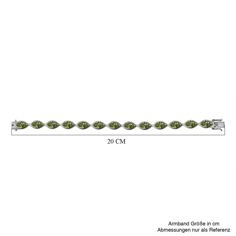 Peridot Armband Ca. 19 Cm 925 Silber Rhodiniert Ca. 12.30 Ct 6 Peridot Armband Ca. 19 Cm 925 Silber Rhodiniert Ca. 12.30 Ct – Bild 4