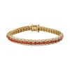 Purpurroter Feuer Opal, Weißer Zirkon Armband Ca. 19 Cm 925 Silber Gelbgold Vermeil Ca. 8.47 Ct -Schmuck Shoplc 7599615