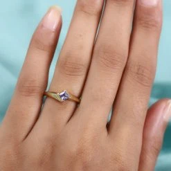 Tansanit Solitär Ring 925 Silber Vergoldet (Größe 17.00) Ca. 0,40 Ct -Schmuck Shoplc 7603076 2