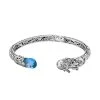 Royal Bali Kollektion - Blau Topas Armreif Ca. 19 Cm 925 Silber Ca. 7.00 Ct -Schmuck Shoplc 7612639