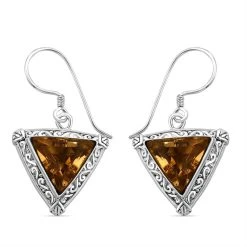 Schmuck Shoplc 48 Royal Bali Kollektion - Citrin Ohrringe 925 Silber Ca. 9.62 Ct