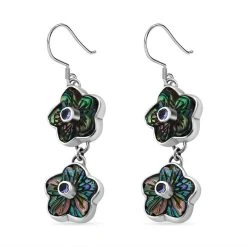 Sajen Silber - Afrikanischer Amethyst, Abalone Muschel Ohrringe 925 Silber Ca. 0.44 Ct -Schmuck Shoplc 7615665 3