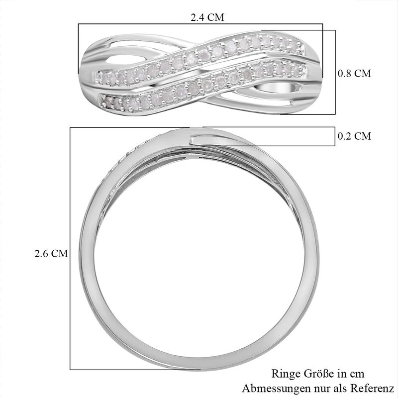 Weißer Diamant P3 Ring, 925 Silber Platiniert (Größe 18.00) Ca. 0.20 Ct 8 Weißer Diamant P3 Ring, 925 Silber Platiniert (Größe 18.00) Ca. 0.20 Ct – Bild 6