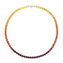 Baltischer Bernstein Halskette, Ca. 50 Cm 925 Silber Rhodiniert Ca. 60.30 Ct