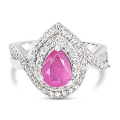 Premium Ilakaka Rosa Saphir Und Zirkon Ring 925 Silber Platiniert (Größe 16.00)(Fissure Gefüllt) Ca. 2,21 Ct